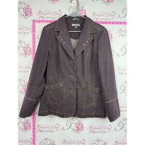 La strada jacket purple Tailored Purple Denim Jacket with Stud Details Jean